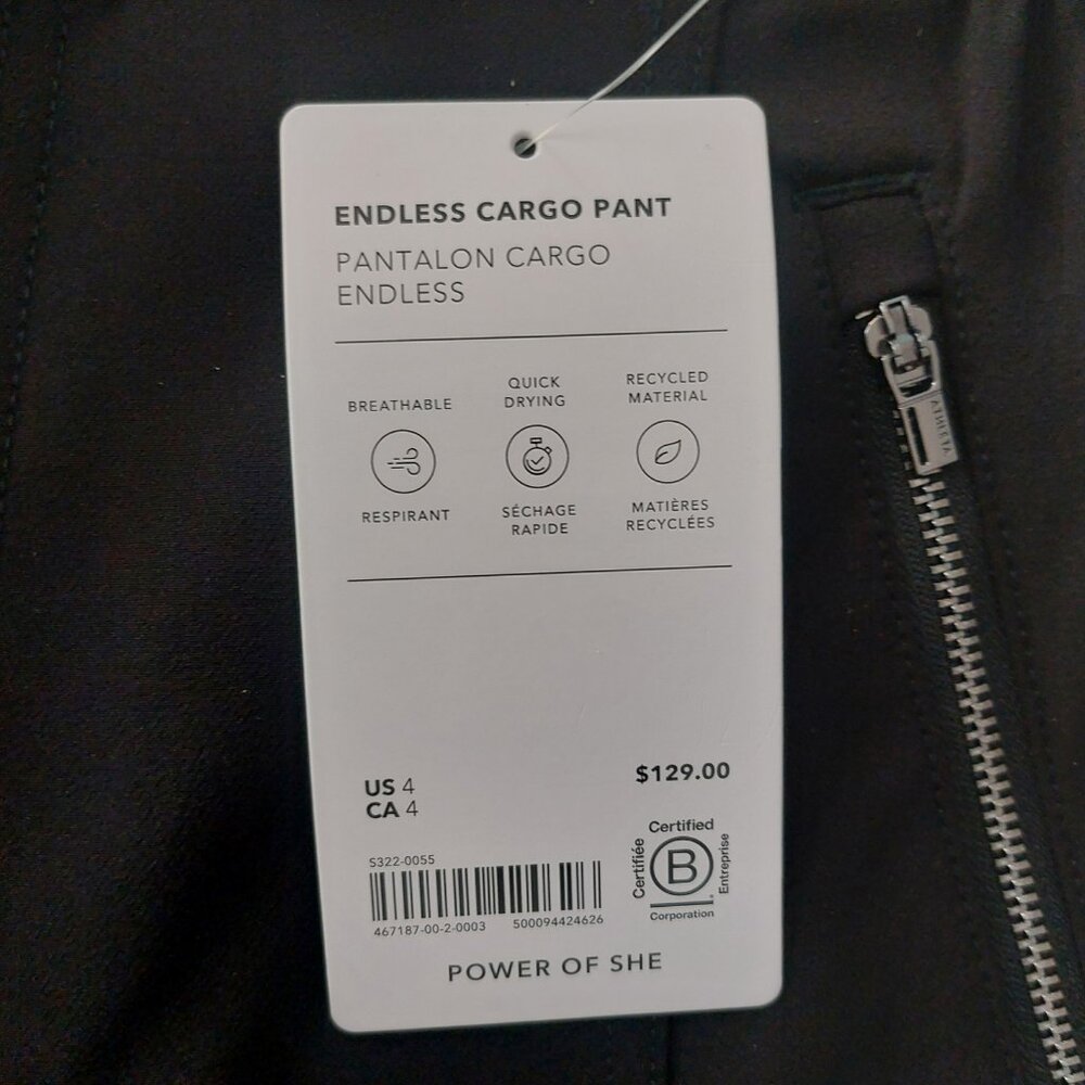 Athleta Cargo Pants 4 Black Endless High Rise Travel Work Wrinkle Free Sporty - Picture 8 of 11